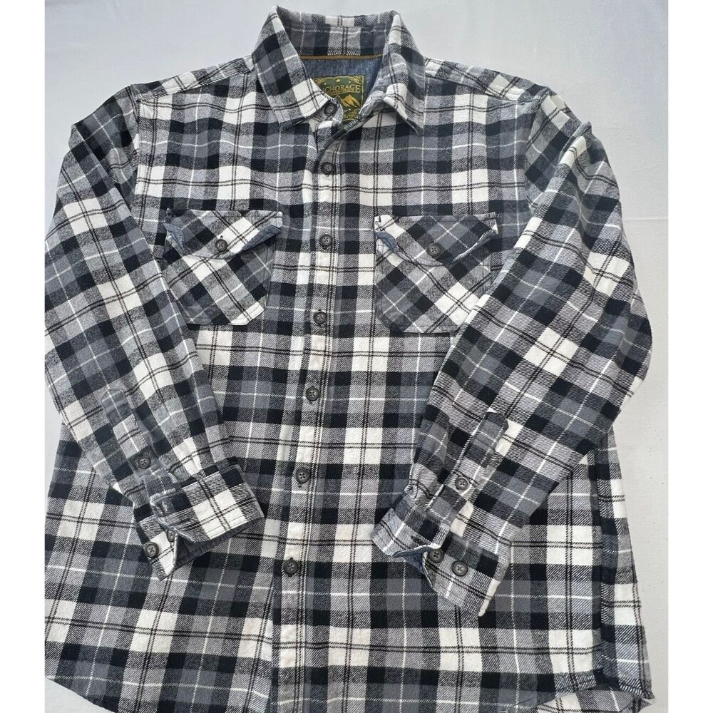 Anchorage Expedition Mens Plaid Flannel Long Sleeve Button Up Shirt Size M